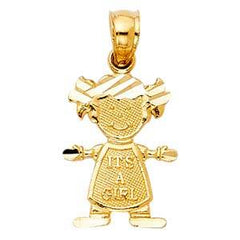14k Yellow Gold 10mm Girl Pendant