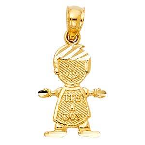14k Yellow Gold 10mm Boy Pendant