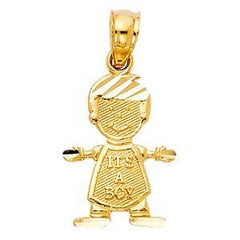 14k Yellow Gold 10mm Boy Pendant