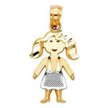 Load image into Gallery viewer, 14k Two Tone Gold 10mm Girl Pendant