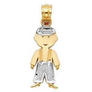 14k Two Tone Gold 8mm Boy Pendant
