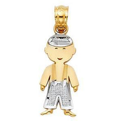 14k Two Tone Gold 8mm Boy Pendant