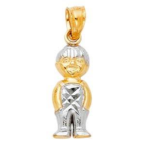 14k Two Tone Gold 8mm Boy Pendant