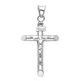 14K White Gold 15mm Jesus Religious Cross Crucifix Pendant