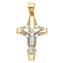 Load image into Gallery viewer, 14K Gold 18mm Two Tone Jesus Crucifix Cross Religious Pendant - silverdepot