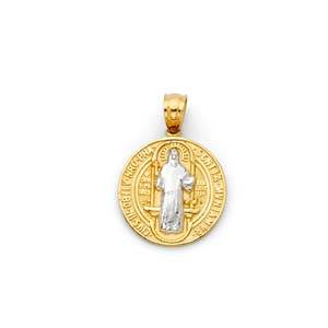 14k Two Tone Gold 14mm Religious Pendant