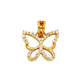14K Yellow Gold 14mm CZ Butterfly Pendant