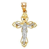 14K Gold 15mm Jesus Crucifix Cross Religious Pendant