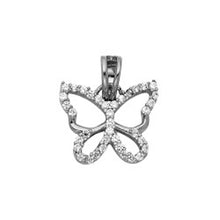 Load image into Gallery viewer, 14K White Gold 14mm CZ Butterfly Pendant
