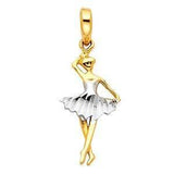 14K Gold Two Tone 10mm Dancing Ballerina  Pendant