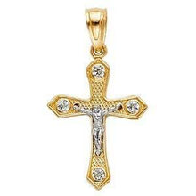 Load image into Gallery viewer, 14K Gold 13mm Two Tone Jesus Crucifix Cross Religious Pendant - silverdepot