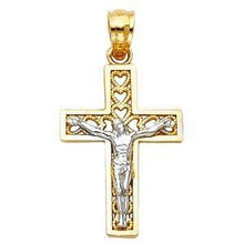 Load image into Gallery viewer, 14K Gold 14mm Two Tone Jesus Crucifix Cross Religious Pendant - silverdepot