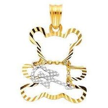 Load image into Gallery viewer, 14K Gold Two Tone 15mm Playing Guiter Bear Pendant - silverdepot