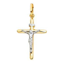 Load image into Gallery viewer, 14K Two Tone 18mm Jesus Religious Crucifix Cross Pendant