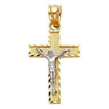 Load image into Gallery viewer, 14K Gold 13mm Two Tone Jesus Crucifix Cross Religious Pendant - silverdepot