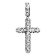 Load image into Gallery viewer, 14k White Gold 10mm Cross CZ Religious Pendant