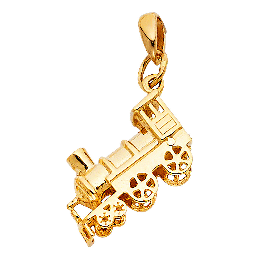 14K Yellow Gold 10mm Train Pendant