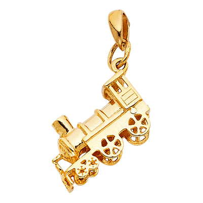 14K Yellow Gold 10mm Train Pendant