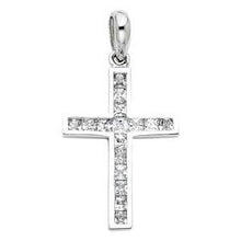 Load image into Gallery viewer, 14k White Gold 12mm Cross CZ Religious Crucifix Pendant