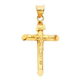 14K Yellow Gold 17mm Religious Cross Crucifix Pendant