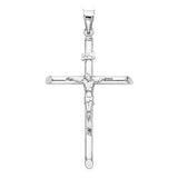 14K White Gold 27mm Jesus Religious Cross Crucifix Pendant