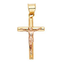 Load image into Gallery viewer, 14K Two Tone 12mm Jesus Religious Cross Crucifix Pendant