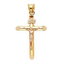 Load image into Gallery viewer, 14K Two Tone 17mm Jesus Religious Cross Crucifix Pendant