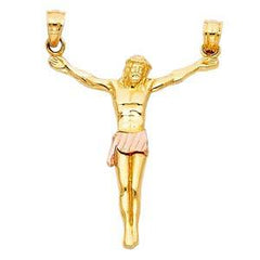 14K Two Tone 25mm Jesus Body Crucifix Cross Religious Pendant