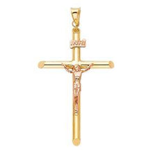 Load image into Gallery viewer, 14K Two Tone 27mm Jesus Religious Cross Crucifix Pendant