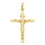14K Yellow Gold 27mm Jesus Religious Crucifix Cross Pendant