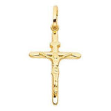 14K Yellow Gold 18mm Jesus Religious Crucifix Cross Pendant