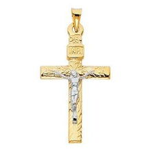 Load image into Gallery viewer, 14K Two Tone 26mm Jesus Religious Crucifix Cross Pendant