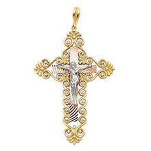Load image into Gallery viewer, 14K Tri Color 31mm Jesus Religious Crucifix Cross Pendant