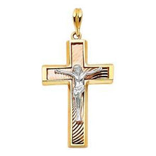 Load image into Gallery viewer, 14K Tri Color 21mm Jesus Religious Crucifix Cross Pendant