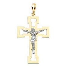 Load image into Gallery viewer, 14K Two Tone 21mm Jesus Religious Crucifix Cross Pendant