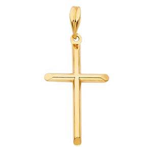 14K Yellow Gold 17mm Cross Religious Pendant
