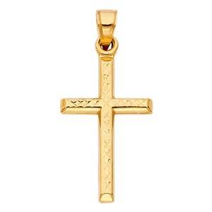 14K Yellow Gold 16mm Cross Religious Pendant