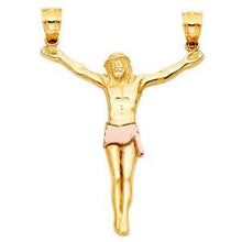 Load image into Gallery viewer, 14K Two Tone 35mm Jesus Body Crucifix Cross Religious Pendant