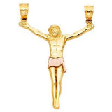 14K Two Tone 35mm Jesus Body Crucifix Cross Religious Pendant