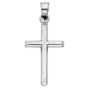 14K White Gold 16mm Cross Religious Pendant