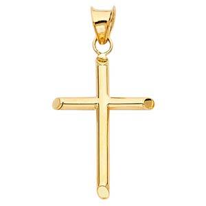 14K Yellow Gold 17mm Cross Religious Pendant