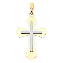 Load image into Gallery viewer, 14K Gold 15mm Two Tone Cross Religious Pendant - silverdepot