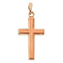 Load image into Gallery viewer, 14K Rose Gold 20mm Latin Design Religious Cross Religious Pendant - silverdepot