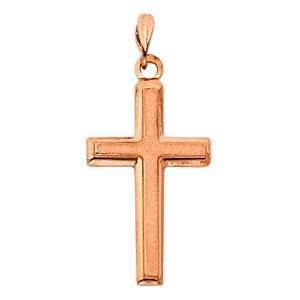 14K Rose Gold 20mm Latin Design Religious Cross Religious Pendant - silverdepot