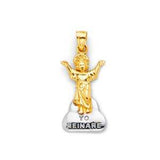 14K Two Tone 11mm Praying Jesus Religious Pendant