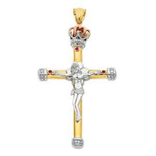 Load image into Gallery viewer, 14K Tri Color 47mm Jesus Religious Crucifix Cross Pendant