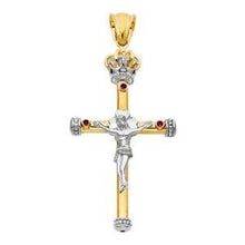 Load image into Gallery viewer, 14K Two Tone 31mm Jesus Religious Crucifix Cross Pendant