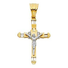 Load image into Gallery viewer, 14K Two Tone 32mm Jesus Religious Crucifix Cross Pendant