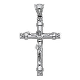 14K White Gold 30mm CZ Jesus Religious Crucifix Cross Pendant