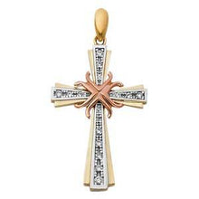 Load image into Gallery viewer, 14K Tri Color 21mm CZ Jesus Religious Crucifix Cross Pendant